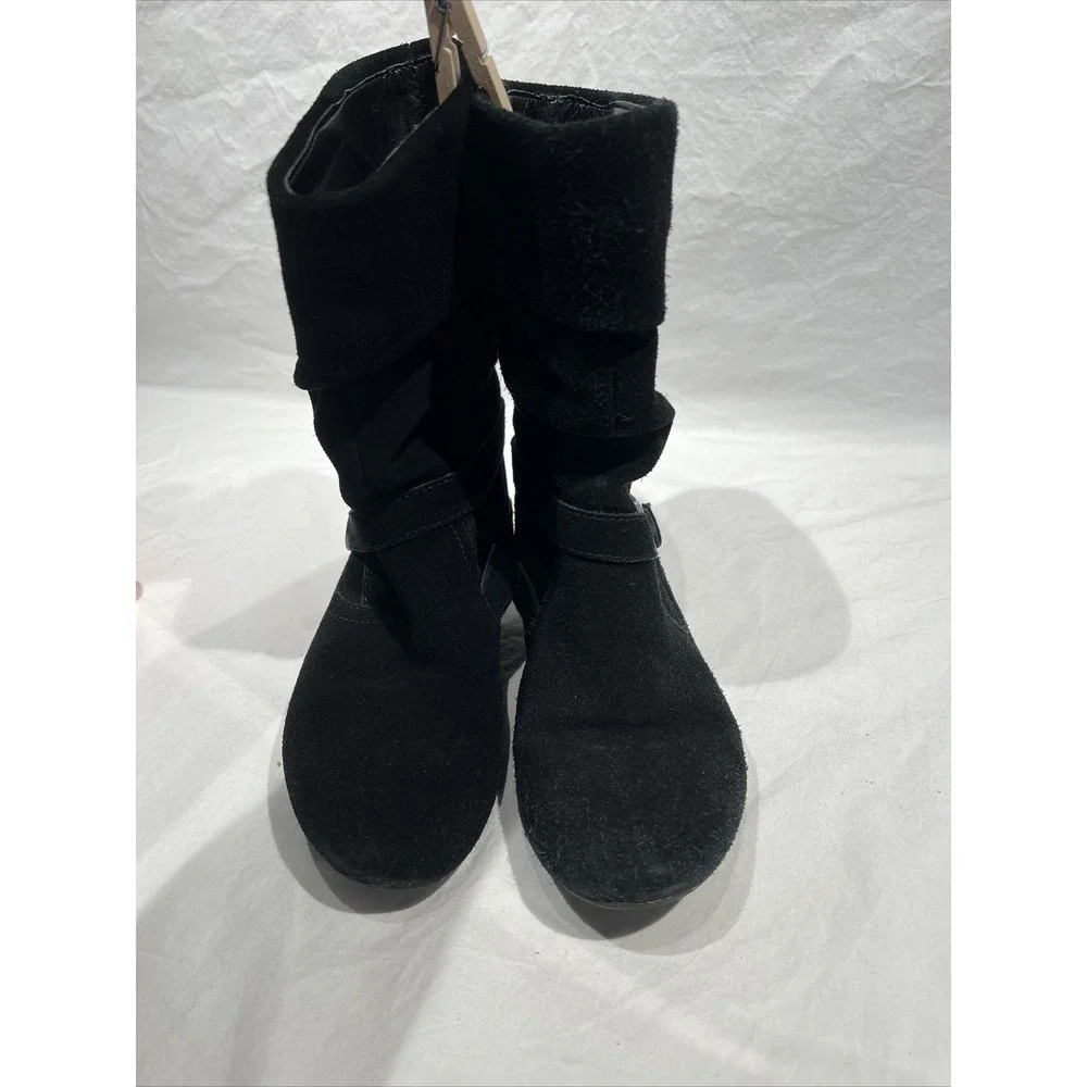 White Mountain Freefall Black Leather Upper Slouchy‎ Boots Flat Size 6 Medium